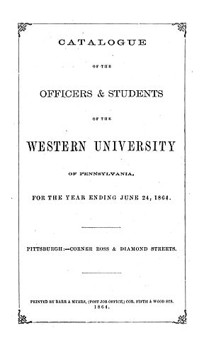 catalogue of the officers and students of the Western University of Pennsylvania for the year ending