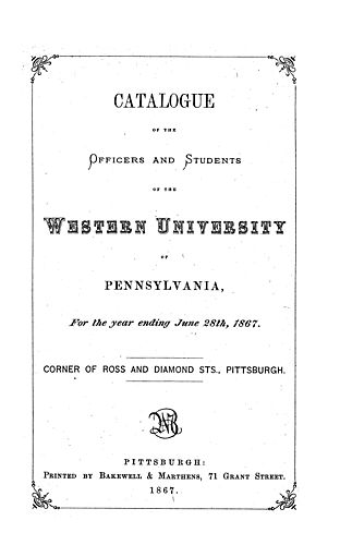 catalogue of the officers and students of the Western University of Pennsylvania for the year ending