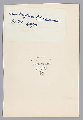 "Some Thoughts on Achievement," University of Pittsburgh Lecture,