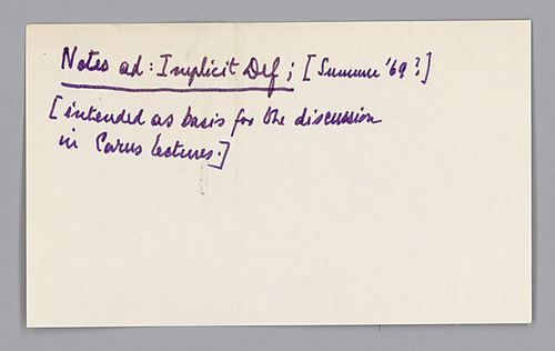 Materials for Various Chapters, First Outline, Reminder Sheets, Mostly Written 1969(Summer),