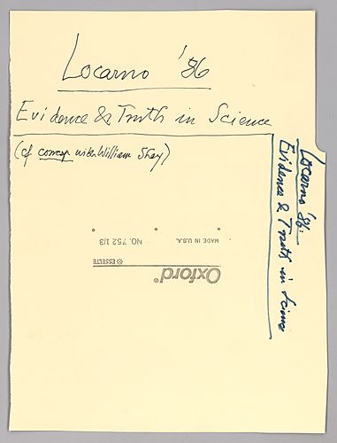 "Evidence & Truth in Science," Locarno 1986