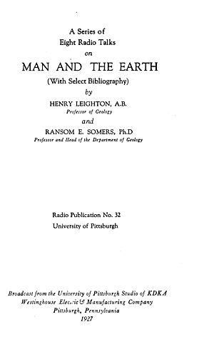 Man and the earth (with select bibliography)