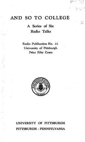 Series of six radio talks on And so to college