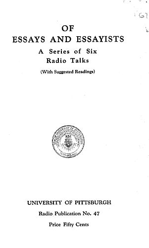 Essays and essayists (with suggested readings)