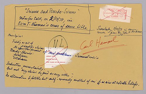 "Science and Pseudo-Science," Notes for Talk in Ezra T. Olewmans Course of Same Title,