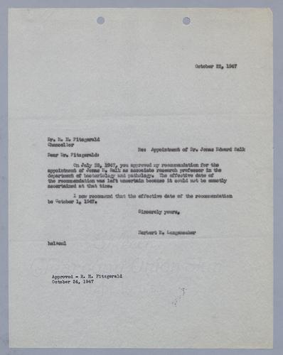 Herbert E. Longonecker to R.H. Fitzgerald