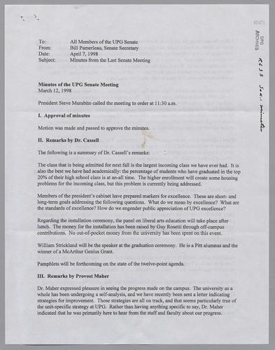 UPG Senate Minutes