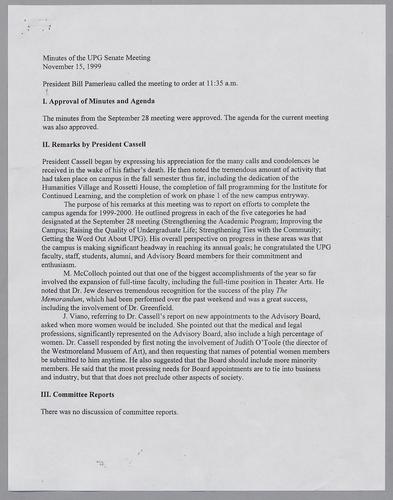 UPG Senate Minutes