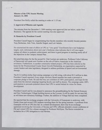 UPG Senate Minutes