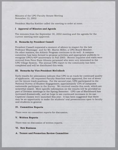 UPG Senate Minutes