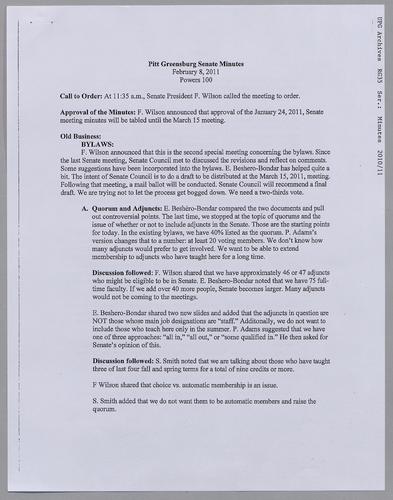 UPG Senate Minutes