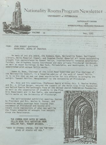 Nationality Rooms Program newsletter