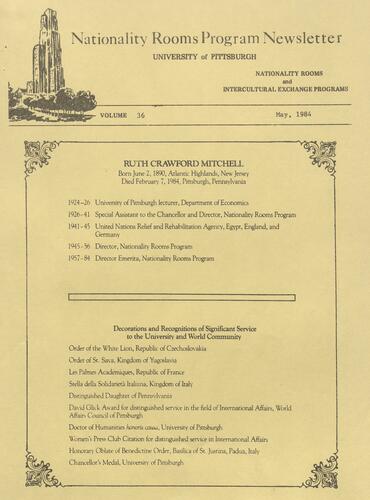 Nationality Rooms Program newsletter