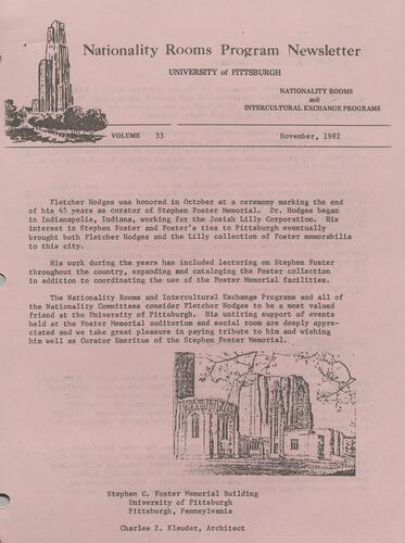 Nationality Rooms Program newsletter