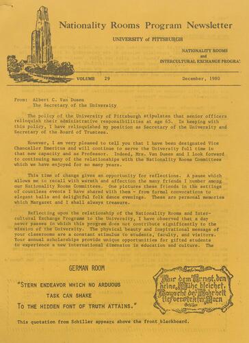 Nationality Rooms Program newsletter