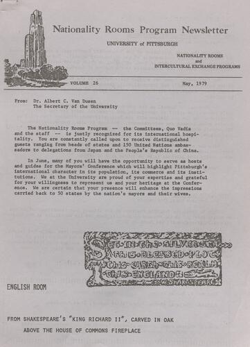 Nationality Rooms Program newsletter