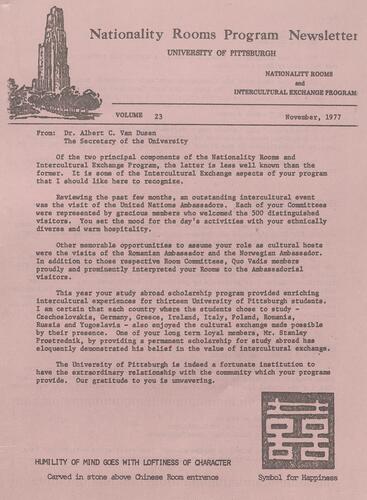 Nationality Rooms Program newsletter