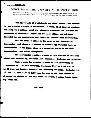 [New Courses Added to Evening Classes in Secretarial Studies]