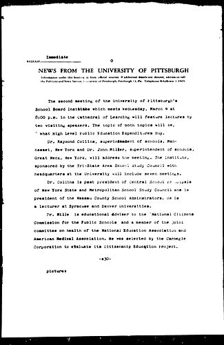 [University Of Pittsburgh's School Board Institute To Feature 2 Guest Speakers]