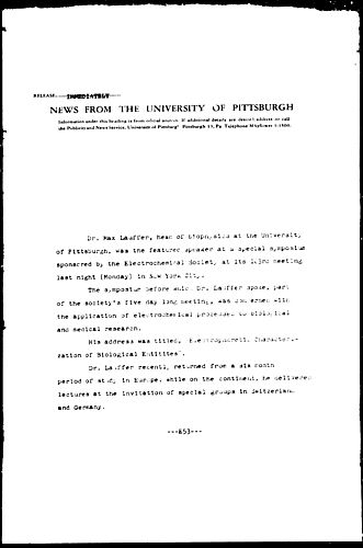 [Pitt's Dr. Max Lauffer Featured Speaker At Symposium]