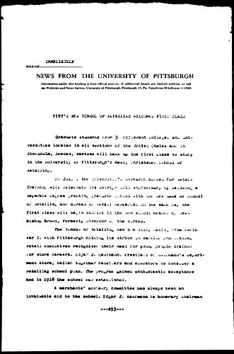 Pitt's New School Of Retailing Welcomes First Class