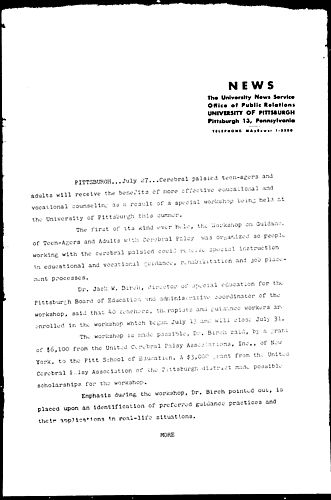 [Pitt Holds Cerebral Palsy Workshop]