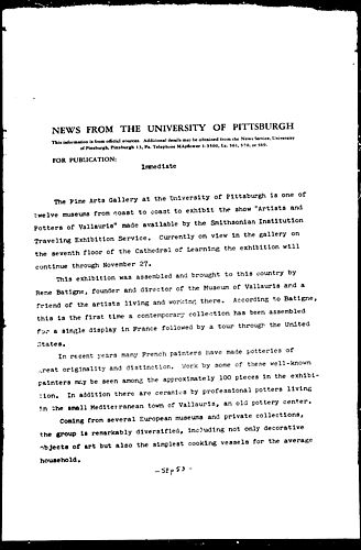 [Pitt Fine Arts Gallery To Host Smithsonian Exhibit]