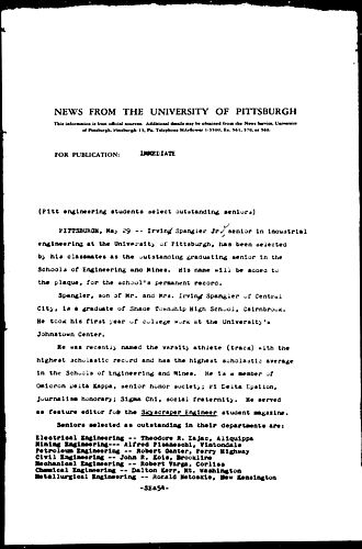 Pitt Engineering Students Select Outstanding Seniors