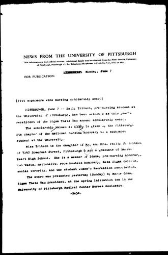 Pitt Sophomore Wins Nursing Scholarship Award