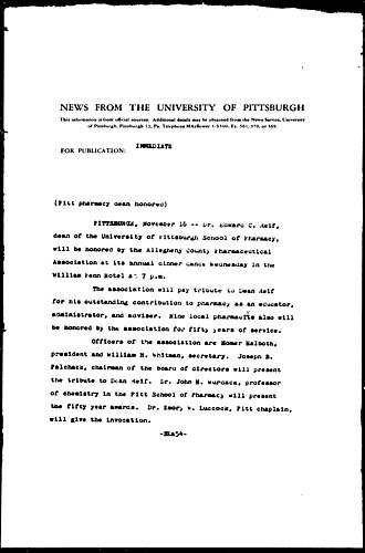 Pitt Pharmacy Dean Honored