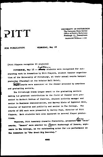 Pitt Players Recongize 20 Students