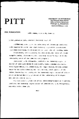 Pitt Graduates 1528, Awards 8 Honorary Degrees