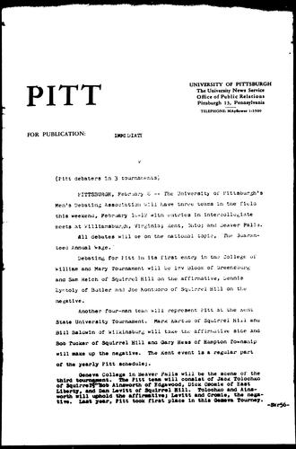 Pitt Debaters In 3 Tournaments