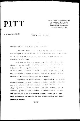 Remarks of Pitt Pitcairn-Crabbe Lecturer