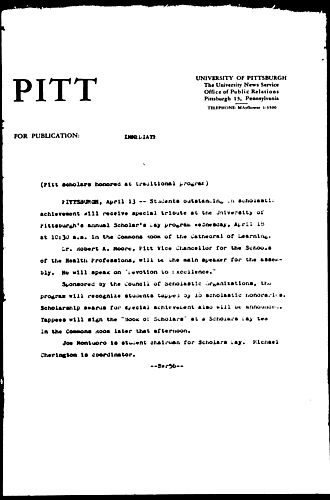 Pitt Scholars Honored At Traditional Program