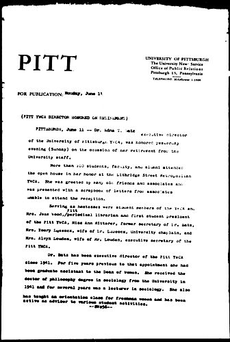 Pitt YWCA Director Honored On Retirement