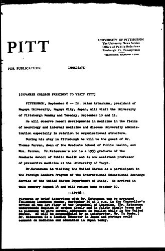 Japanese College President To Visit Pitt