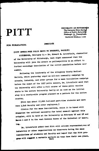 Pitt Offers Free Polio Shots To Students, Faculty