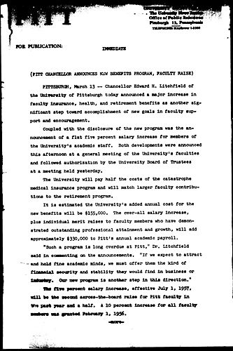 Pitt Chancellor Announces New Benefits Program, Faculty Raise