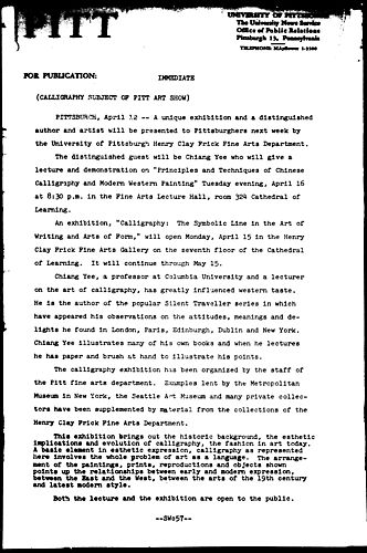 Calligraphy Subject Of Pitt Art Show