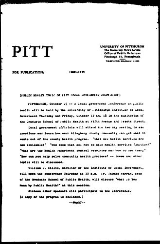 Public Health Topic Of Pitt Local Government Conference