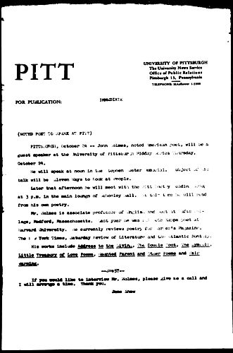 Noted Poet To Speak At Pitt