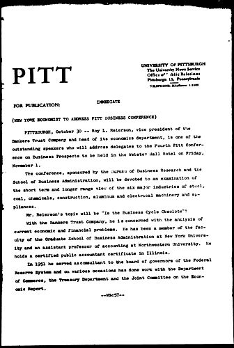 New York Economist To Address Pitt Business Conference