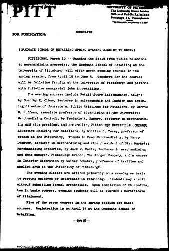 Graduate School Of Retailing Spring Evening Session To Begin