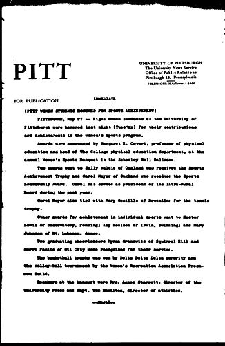 Pitt Women Students Honored For Sports Achievement