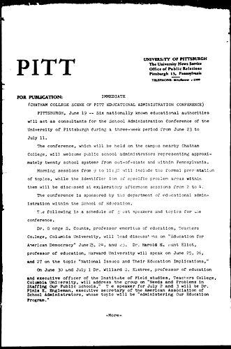 Chatham College Scene of Pitt Educational Administration Conference