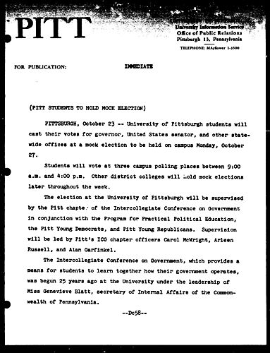 Pitt Students To Hold Mock Election