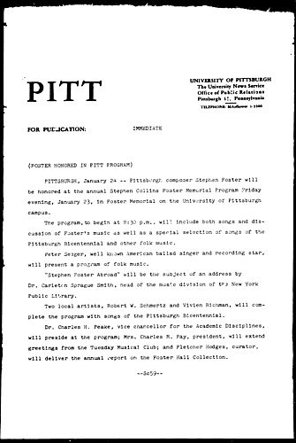 Foster Honored In Pitt Program