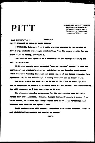 Pitt Students To Operate Radio Station