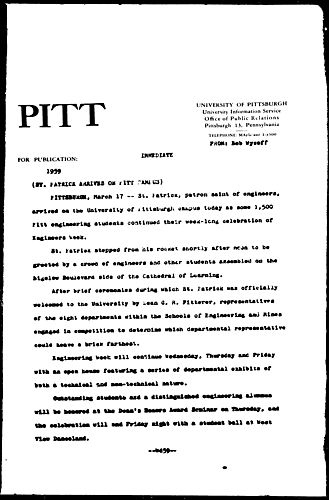 St. Patrick Arrives On Pitt Campus